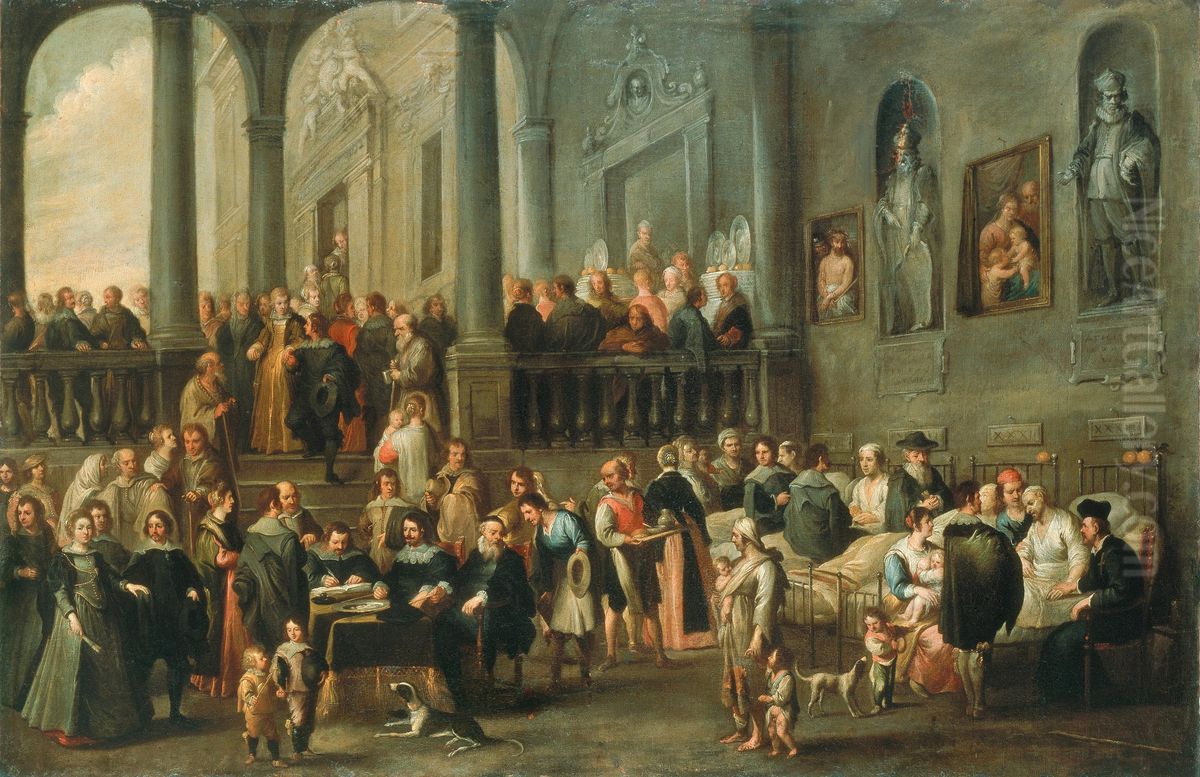The Guests of Honour Visiting a Hospital Oil Painting by Cornelis de Wael