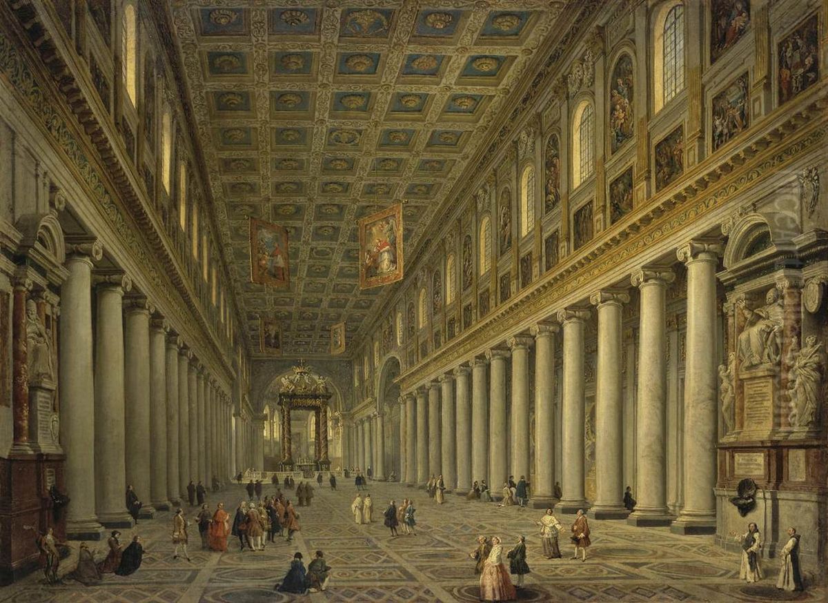 Interior of S. Maria Maggore in Rome Oil Painting by Giovanni Paolo Panini