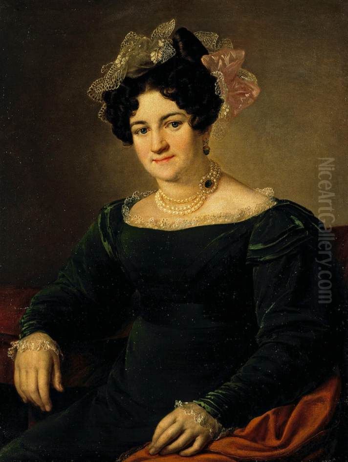 Portrait of P.I. Sapoznikova Oil Painting by Vasily Andreevich Tropinin