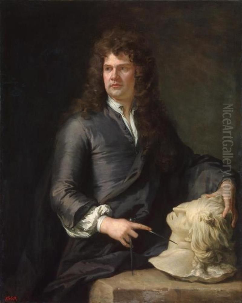 Portrait of Grinling Gibbons Oil Painting by Godfrey Kneller