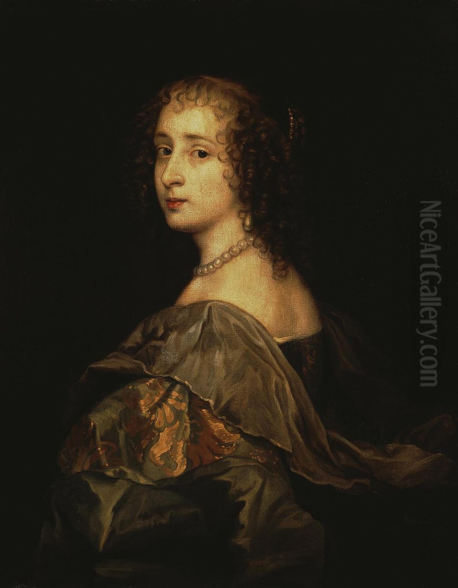 Portrait of a Woman looking over her Shoulder Oil Painting by Sir Anthony Van Dyck