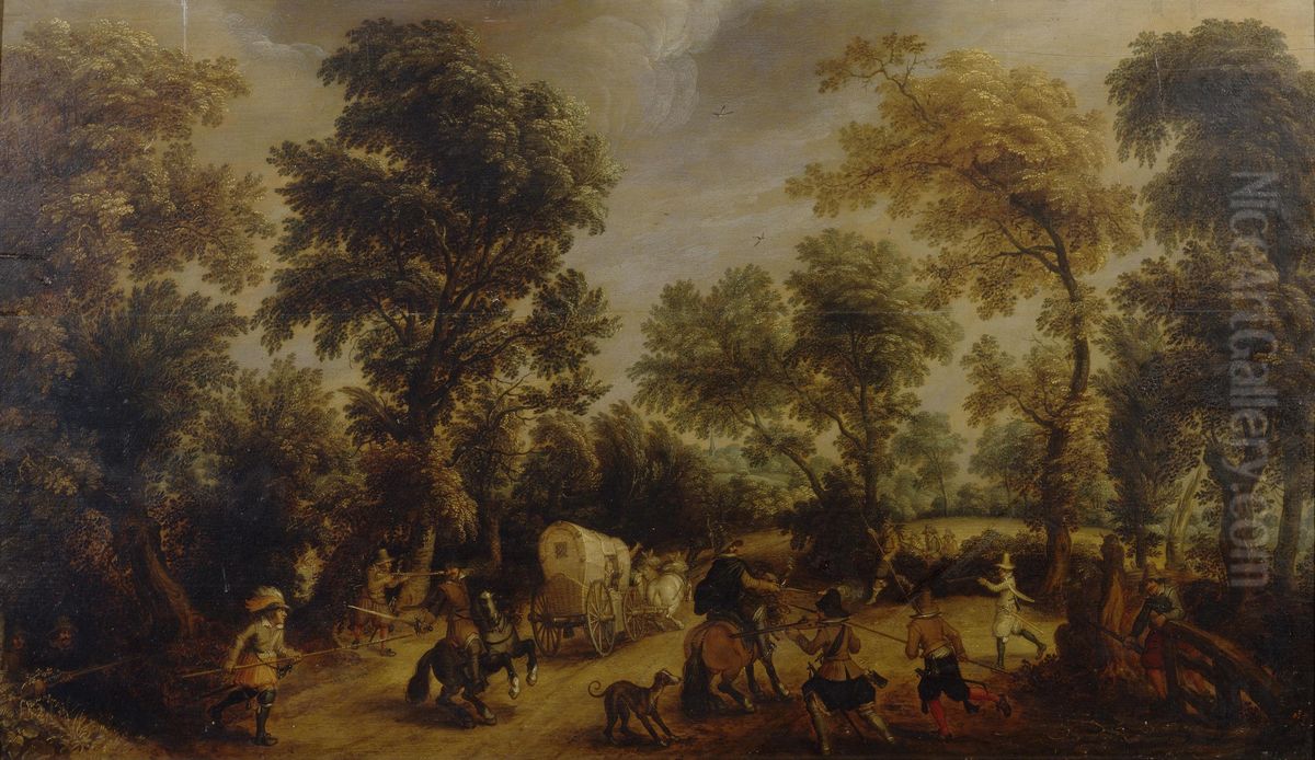 Attack of Robbers Oil Painting by Sebastiaen Vrancx