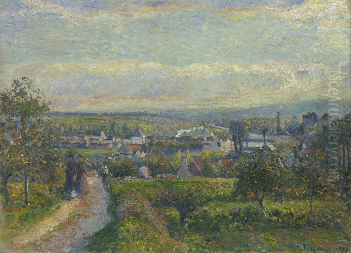 View of Saint-Ouen-l'Aumone Oil Painting by Camille Pissarro
