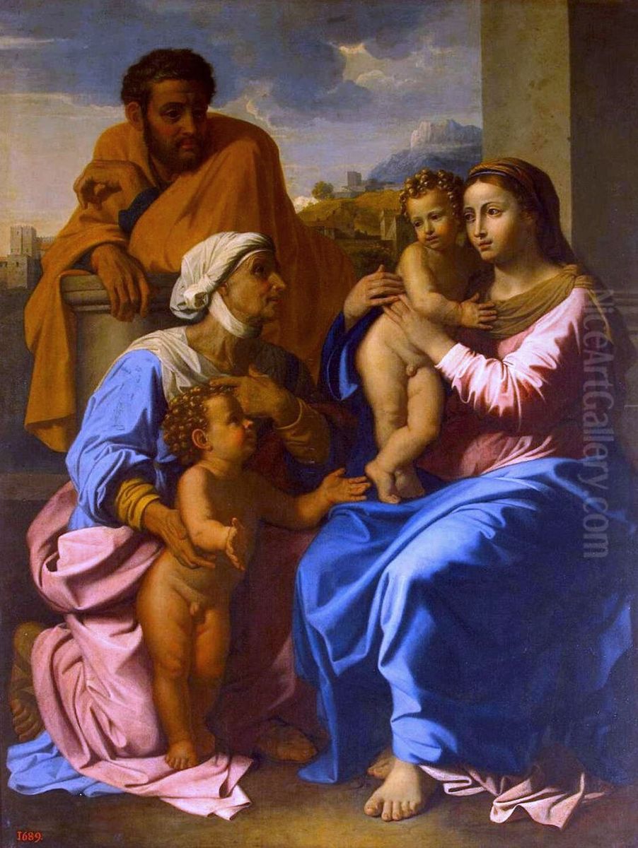 The Holy Family with St Elizabeth and John the Baptist Oil Painting by Nicolas Poussin