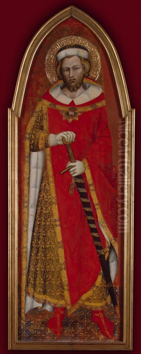 St Pontianus (wing of a polyptych) Oil Painting by Spinello Aretino
