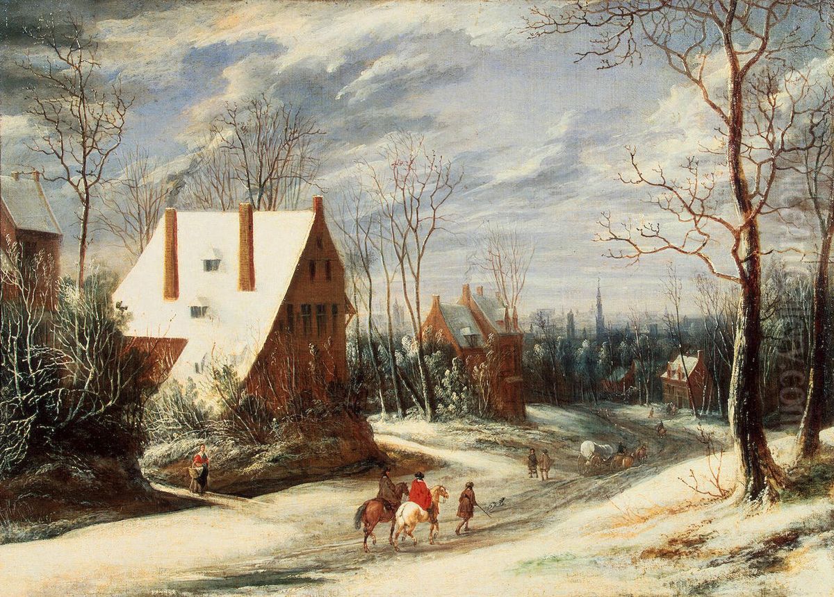 Winter Landscape Oil Painting by Daniel van Heil
