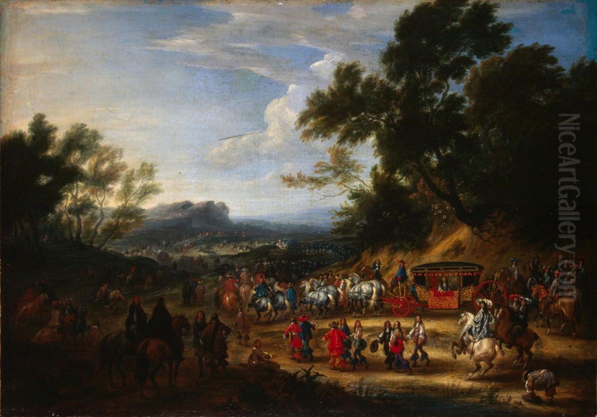 Louis XIV Travelling Oil Painting by Adam Frans van der Meulen