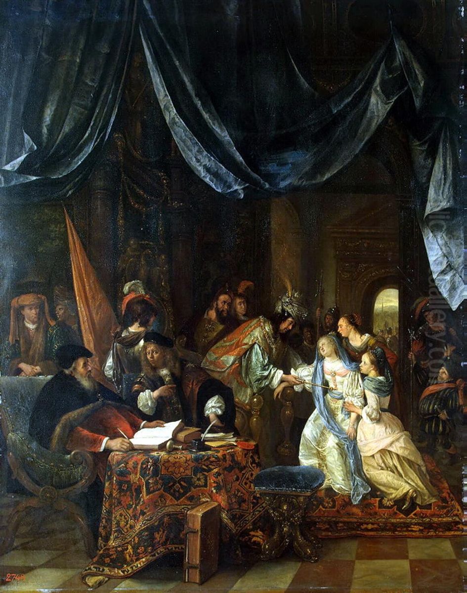 Esther before Ahasuerus Oil Painting by Jan Steen