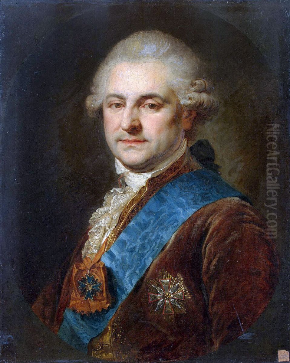 Stanislaus II. August Poniatowski, 1764 bis 1795letzterKonig von Polen und Grossfurst von Litauen,en habit d'interieur. Oil Painting by Johann Baptist von Lampi the Elder