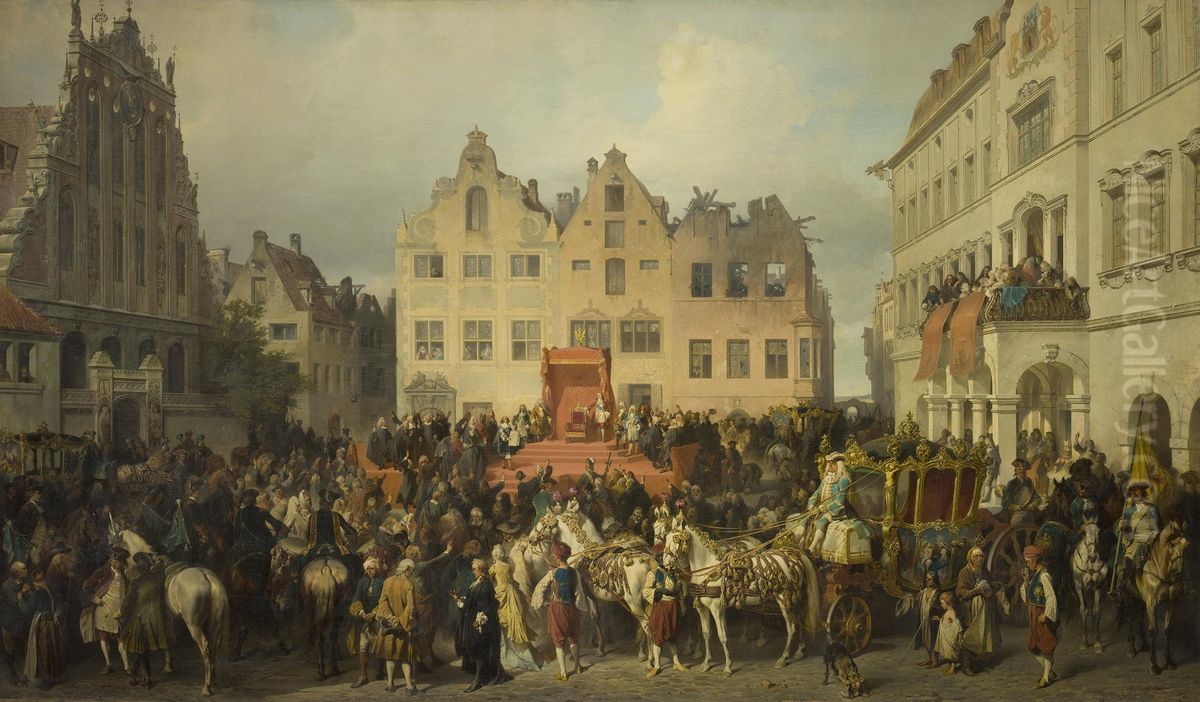 Town of Riga Swearing Allegiance to Russia in 1710 Oil Painting by Alexander Kotzebue