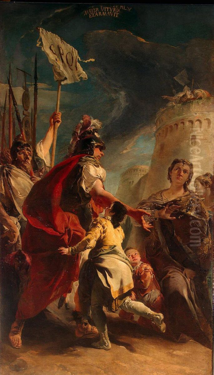Coriolanus at the Walls of Rome or Veturia Pleading with Coriolanus Oil Painting by Giovanni Battista Tiepolo