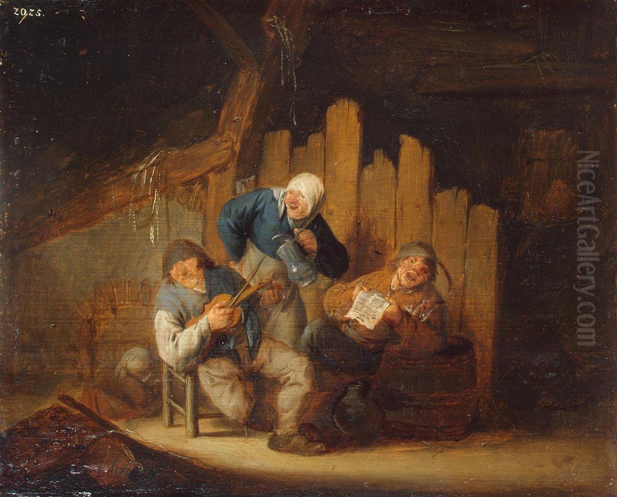Sense of Hearing Oil Painting by Adriaen van Ostade