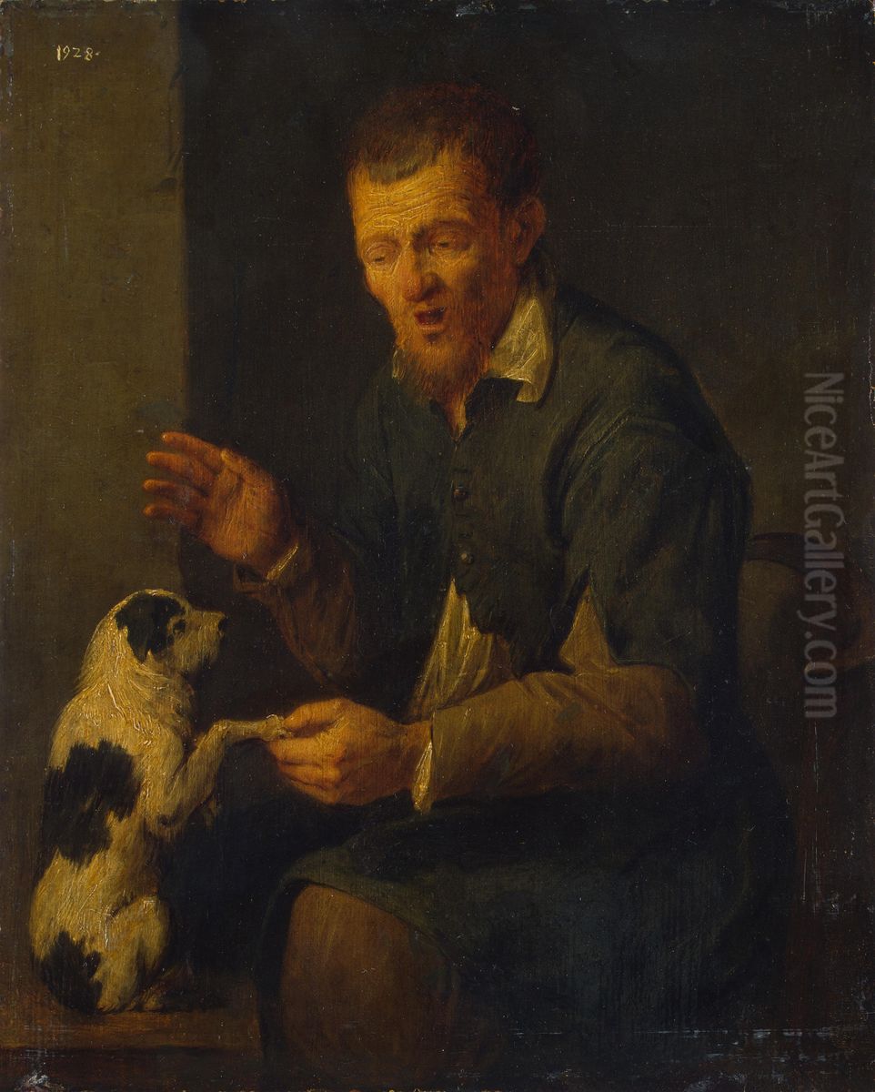 Peasant with a Dog Oil Painting by David Ryckaert III