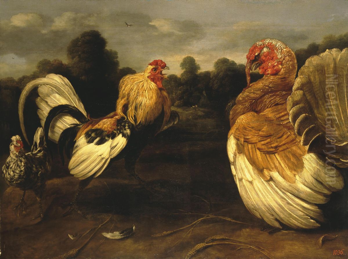 Fight of a Rooster and a Turkey Cock Oil Painting by Frans Snyders