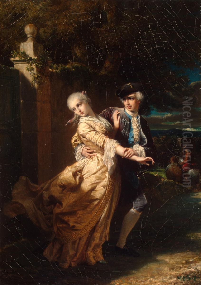 Lovelace Abducting Clarissa Harlowe Oil Painting by Edouard Louis Dubufe
