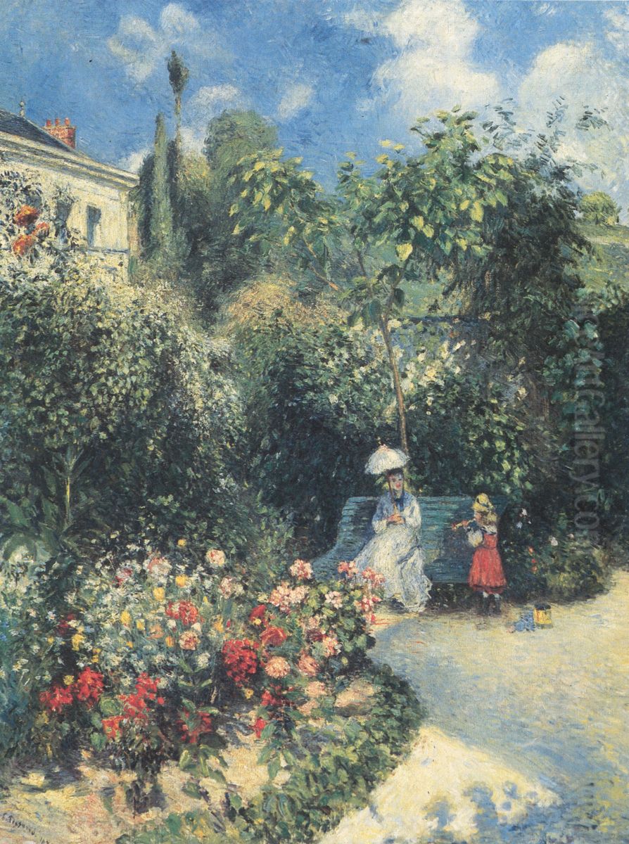 In the Garden of Les Mathurins at Pontoise Oil Painting by Camille Pissarro