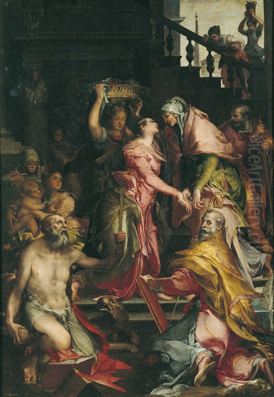 Visitation of Mary to Saint Elizabeth Oil Painting by Cristoforo Gherardi