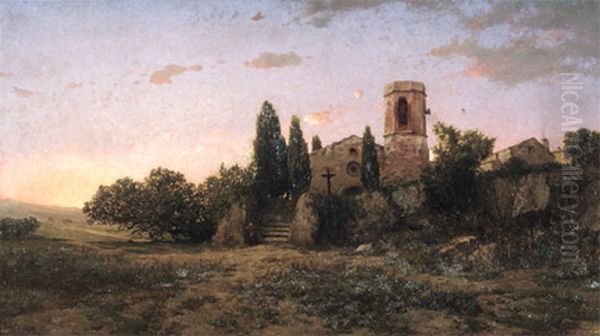 El toc d'oracio Oil Painting by Modest Urgell