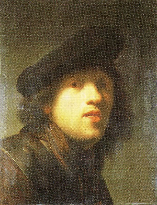 Self-portrait with a Gorget and Beret (MOA) Oil Painting by Rembrandt