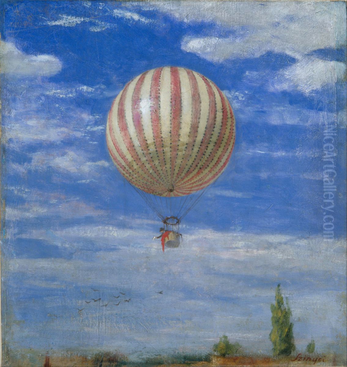 The Balloon Oil Painting by Pal Szinyei Merse
