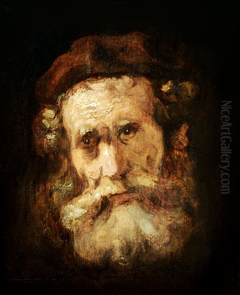 Study of the head of a bearded old man Oil Painting by Rembrandt