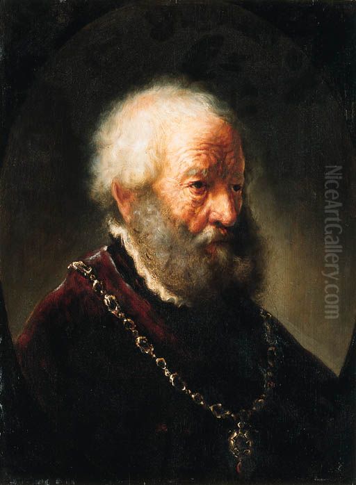 Bust of an old man Oil Painting by Govert Flinck