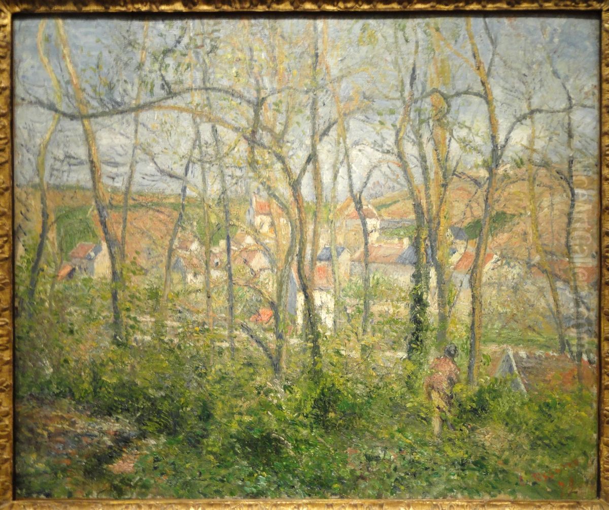 Wooded Landscape at L'Hermitage, Pontoise Oil Painting by Camille Pissarro