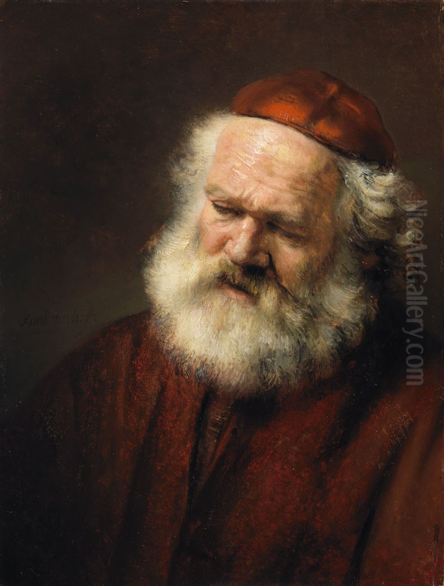 Head of an Old Man Oil Painting by Rembrandt