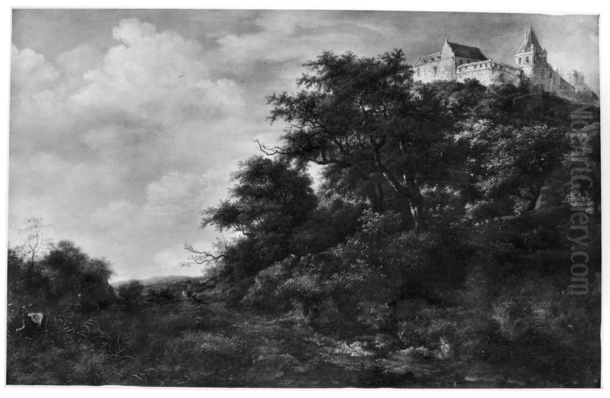 View of Castle Bentheim Oil Painting by Jacob Van Ruisdael