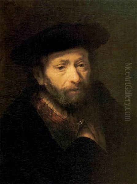Bust of a Man with Beard and Beret (Hermitage version) Oil Painting by Rembrandt