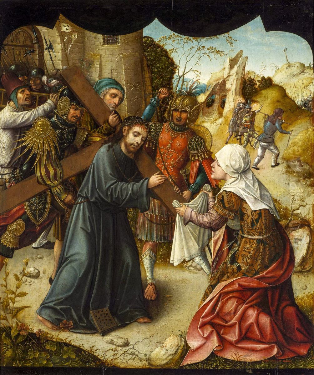 Bearing of the Cross with St. Veronica. Oil Painting by Lucas Van Leyden