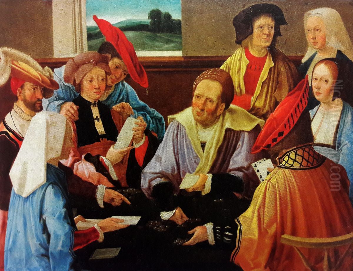 Card players. Oil Painting by Lucas Van Leyden