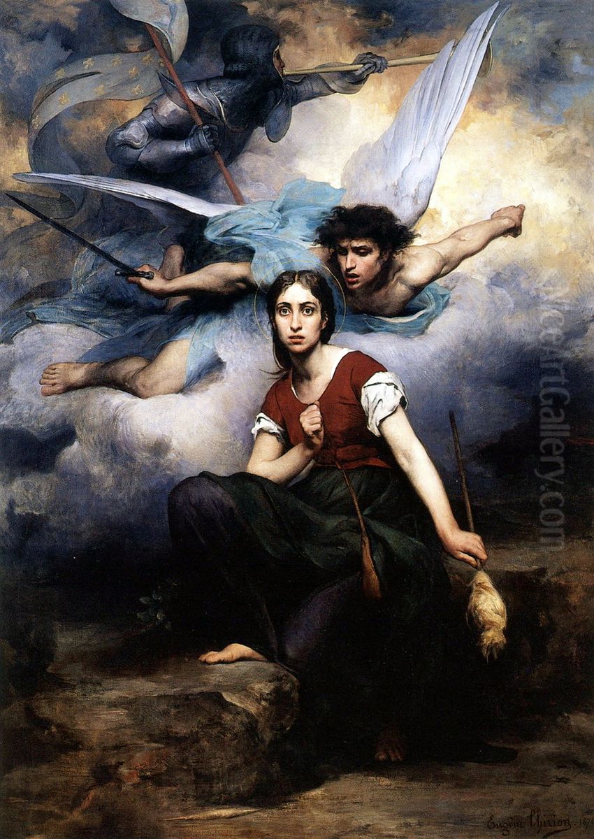 Jeanne d'Arc ecoutant les voix Oil Painting by Eugene Romain Thirion