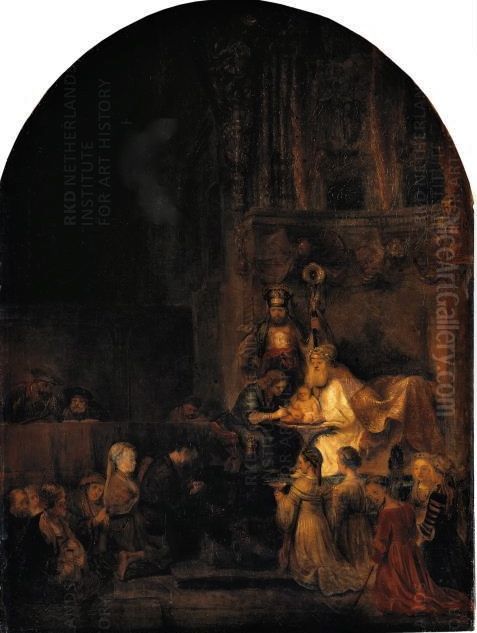 Circumcision (copy after a lost 'Circumcision' which was part of the Passion series for Frederik Hendrik) Oil Painting by Rembrandt