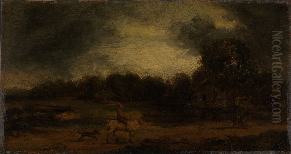 Landscape with a Horseman Oil Painting by Rembrandt