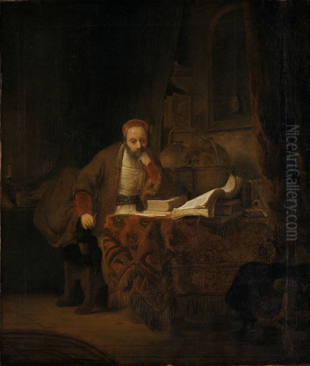 A Scholar in his Study Oil Painting by Rembrandt