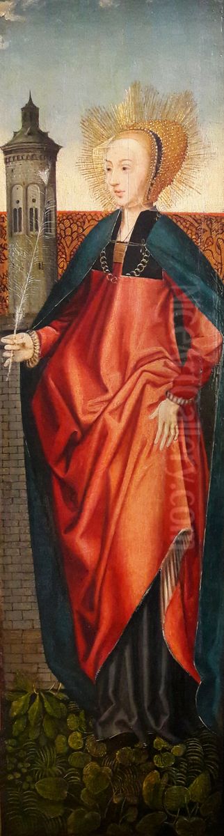 Saint Barbara. Oil Painting by Jacob Cornelisz Van Oostsanen
