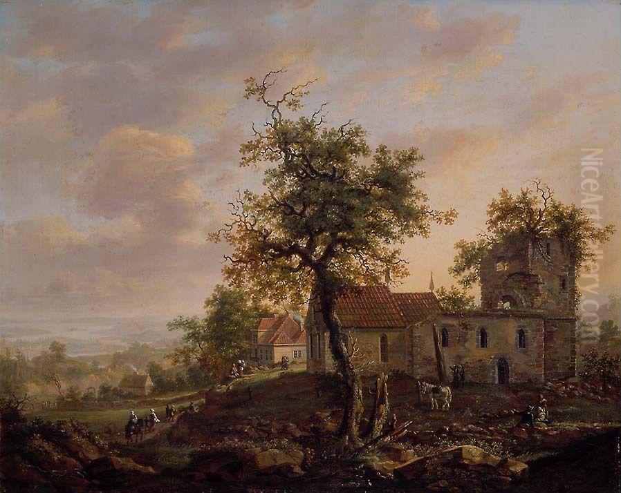 Kirkeruiner, Avaldsnes Oil Painting by Johan Wilhelm Ludwig Dahl