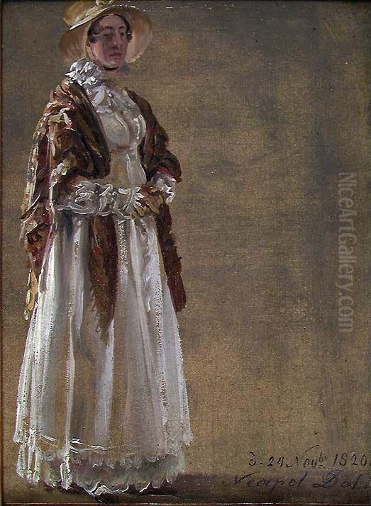 Princess Caroline Amalie of Denmark Oil Painting by Johan Wilhelm Ludwig Dahl