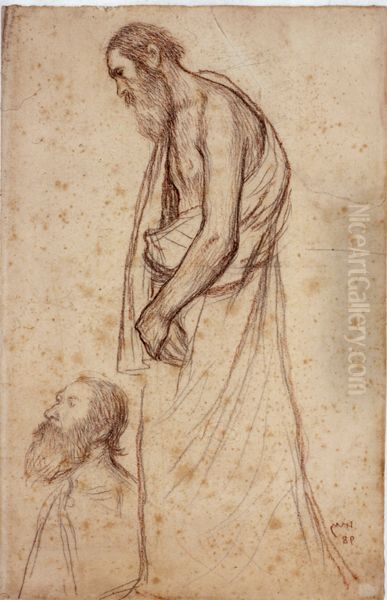 Deux etudes de vieillard Oil Painting by Henri-Jean Guillaume Martin