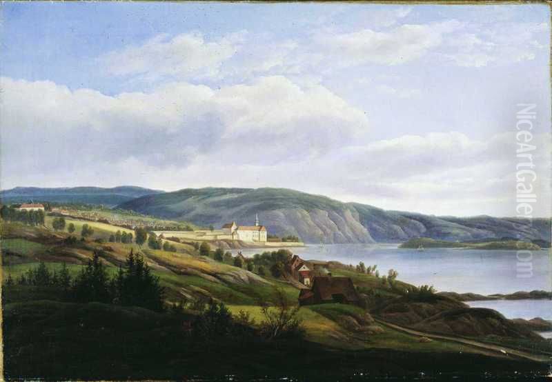 Christiania sett fra vest Oil Painting by Johan Wilhelm Ludwig Dahl