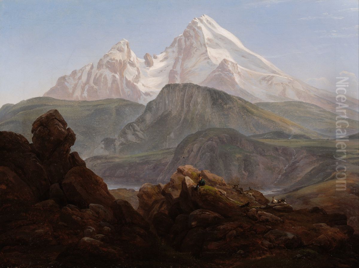 Der Watzmann Oil Painting by Johan Wilhelm Ludwig Dahl