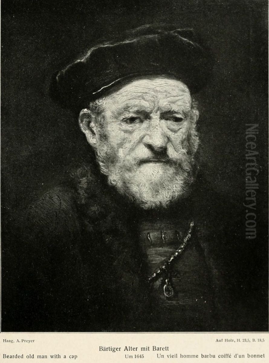 Bearded Old Man with a Cap Oil Painting by Rembrandt