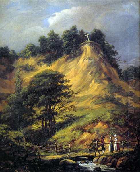 The Cross on Moen's Cliff Oil Painting by Johan Wilhelm Ludwig Dahl