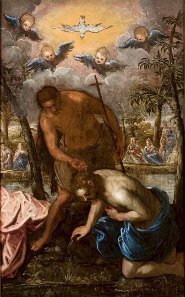 Baptism of Christ Oil Painting by Domenico Tintoretto