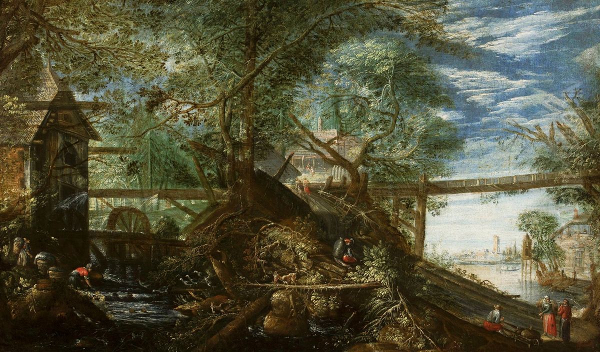 Landscape with a mill Oil Painting by Pieter Stevens