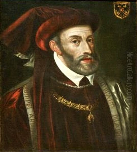 Portrait of Emperor Charles V as Sovereign of the Order of the Golden Fleece. Oil Painting by Titian