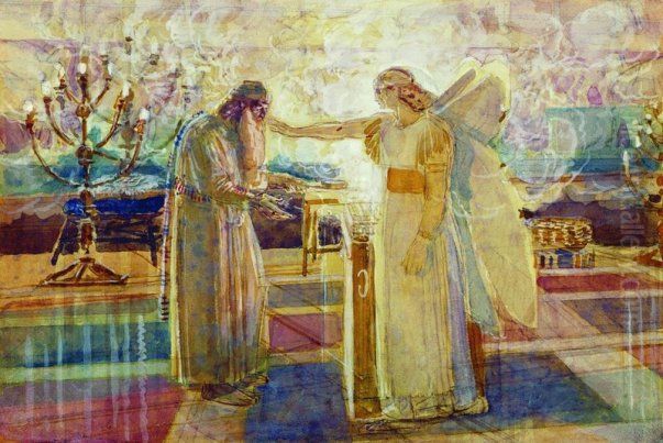 Archangel Gabriel struck dumb Zachariah Oil Painting by Alexander Ivanov