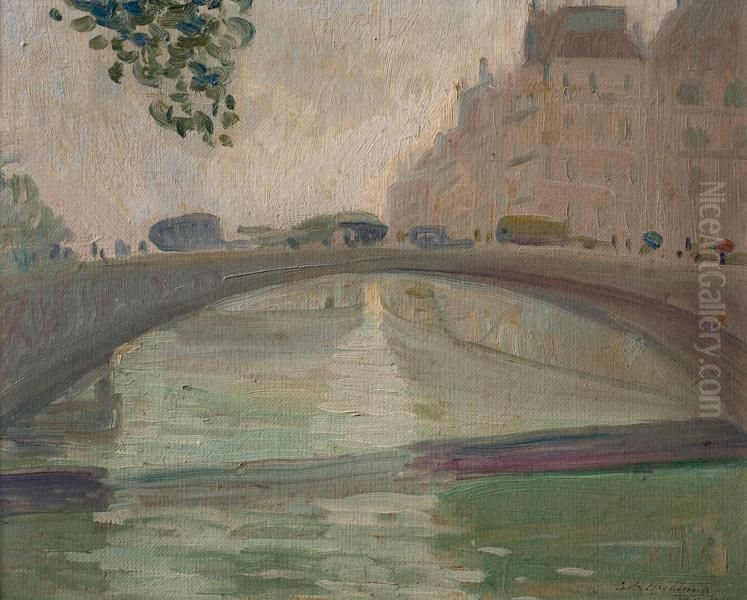 Puente Del Senna Oil Painting by Carlos Alberto Castellanos