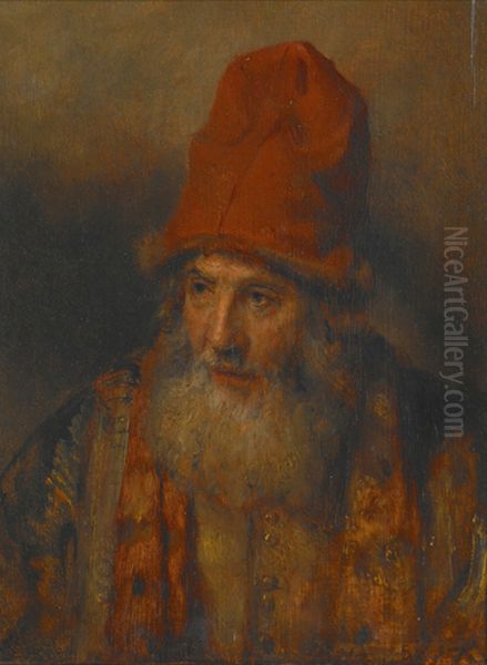 Old Man with a Tall, Fur-edged Cap Oil Painting by Rembrandt
